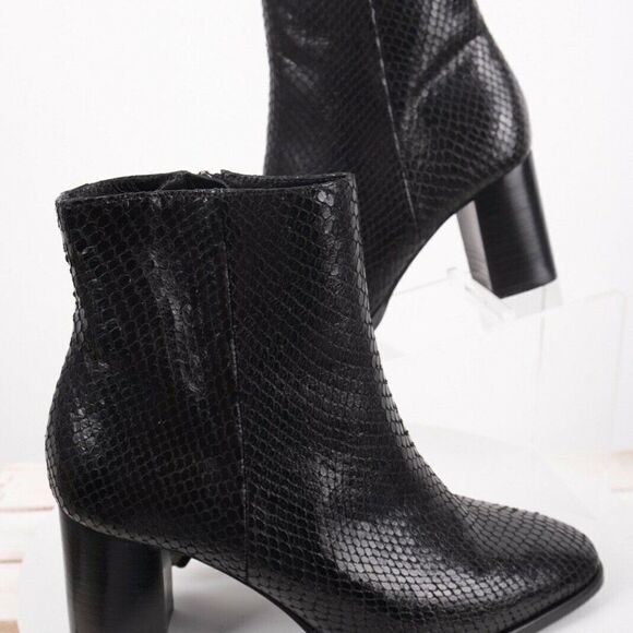 Massimo Dutti BOOTS Black Leather Animal Print 5 - Picture 1 of 8